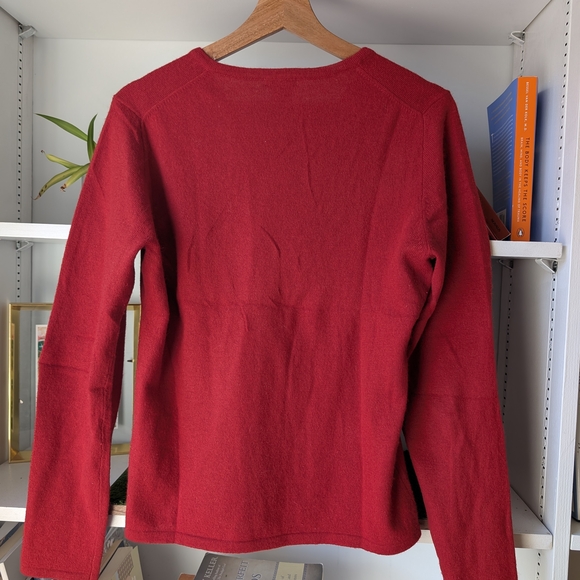 J. Crew Women's Argyle Sweater Lambswool Red White Medium Preppy Valentines - Picture 5 of 5